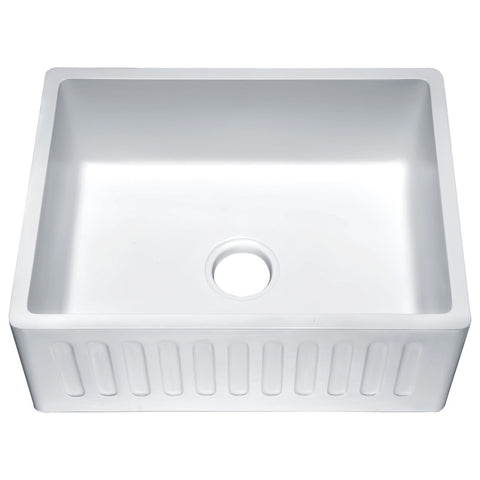 Roine Farmhouse Reversible Glossy Solid Surface 24 in. Single Basin Kitchen Sink