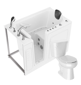 ANZZI 52 in. x 30 in. Left Drain Combination Jetted Bathtub in White with Rounded Toilet and Soft Close Lid
