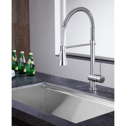 KF-AZ211BN - ANZZI Carriage Series Single Handle Deck Mount Standard Kitchen Faucet in Brushed Nickel Finish with Ceramic Disk Included