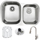 MOORE Undermount 32 in. Double Bowl Kitchen Sink with Sails Faucet