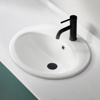 Luna Series 19 in. Ceramic Drop-in Oval Bathroom Sink Basin in White
