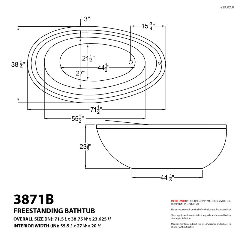 ANZZI Leni 5.9 ft. Jetted Whirlpool Tub with Reversible Drain in White