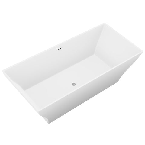 ANZZI Kayenge 5.9 ft. Solid Surface Center Drain Freestanding Bathtub in Matte White