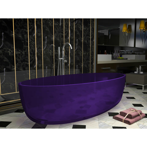 FT-AZ522-PU - ANZZI Opal 5.6 ft. Solid Surface Center Drain Freestanding Bathtub in Evening Violet