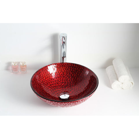 ANZZI Hollywood Series Deco-Glass Vessel Sink in Lustrous Red