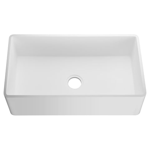 ANZZI Roine Farmhouse Reversible Apron Front Solid Surface 36 in. Single Basin Kitchen Sink in White