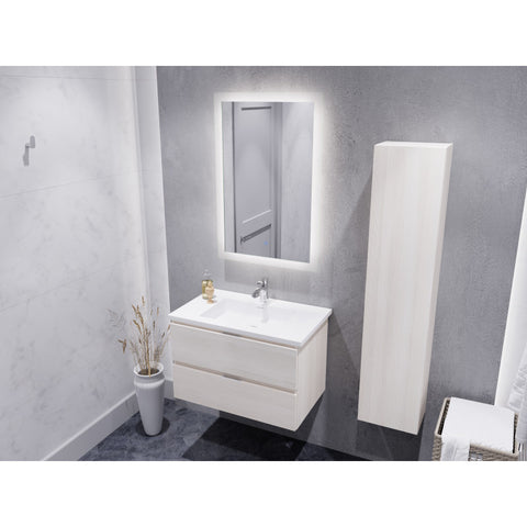 ANZZI 30 in. W x 20 in. H x 18 in. D Bath Vanity Set with Vanity Top in White with White Basin and Mirror