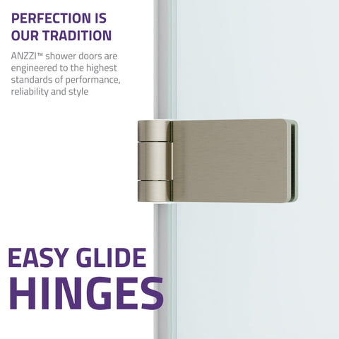 34 in. by 56 in. Frameless Hinged Tub Door in Brushed Nickel