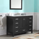 Chateau 48 in. W x 22 in. D Bath Vanity Set in Black with Vanity Top in Carrara Marble with White Sink and Mirror