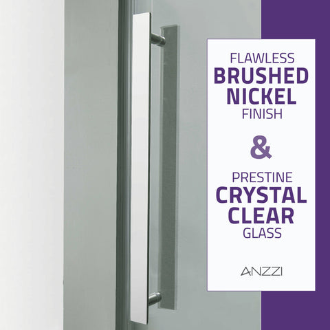 ANZZI Stellar Series 60 in. x 76 in. Frameless Sliding Shower Door with Handle