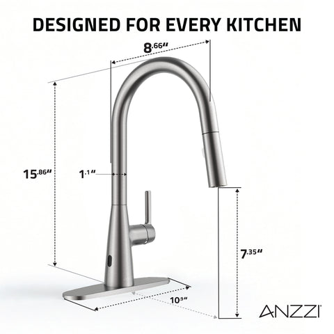 Modern Touchless Brushed Nickel Pull-Down Kitchen Faucet