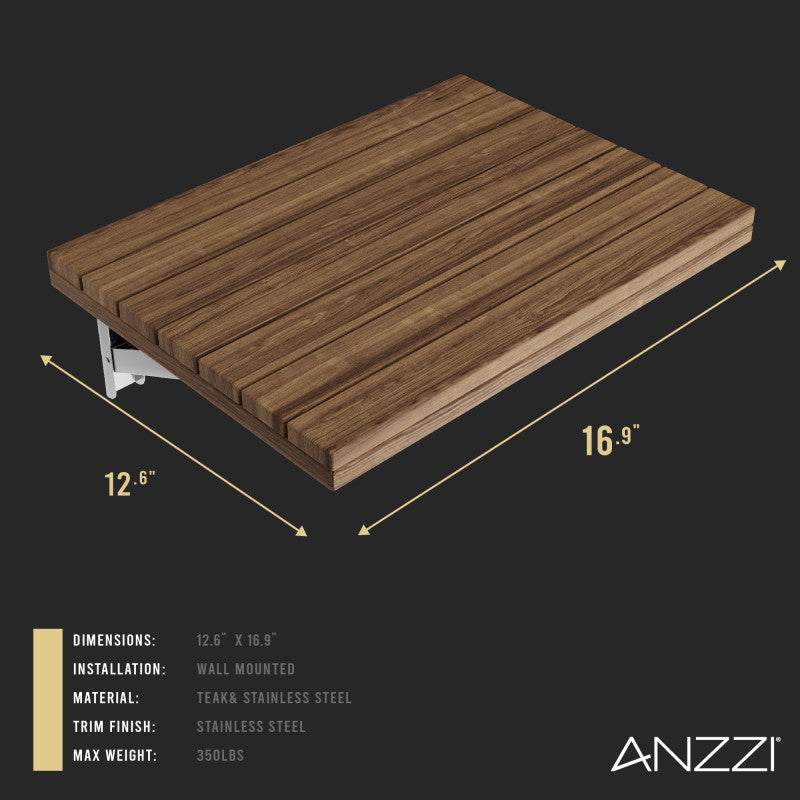 AC-AZ204 - ANZZI Goreme 16.93 in. Teak Wall Mounted Folding Shower 