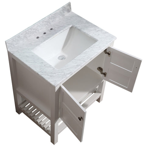 Montaigne 30 in. W x 22 in. D Bathroom Bath Vanity Set with Carrara Marble Top with White Sink