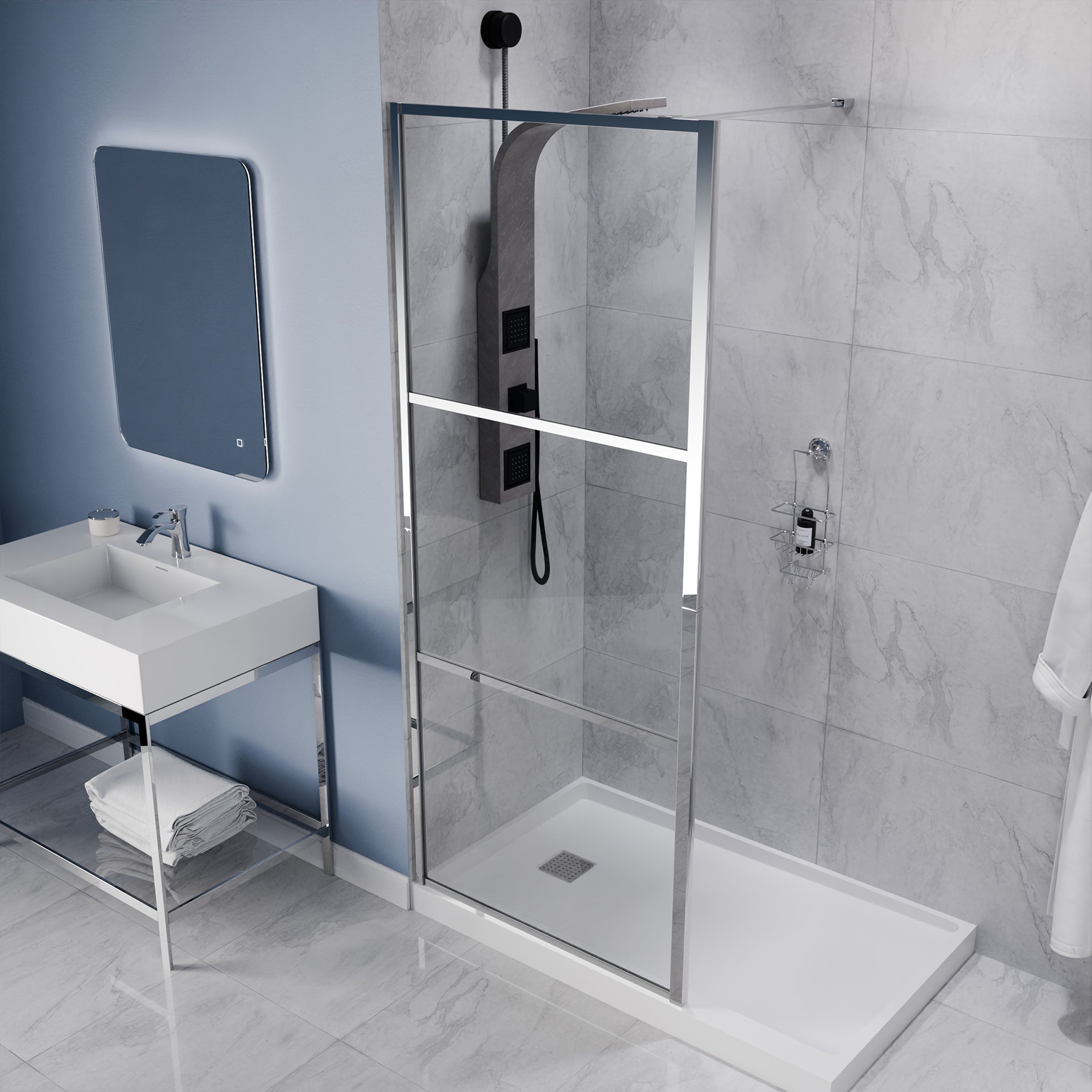 SD-AZFL06002CH - ANZZI Himmel Series 34 in. x 78 in. Fixed