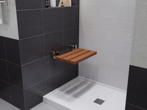Leisure 20 in. Teak Wall Mounted Folding Shower Seat
