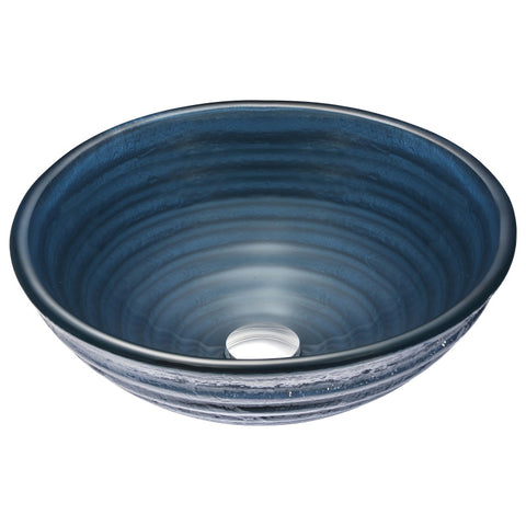 Tempo Series Deco-Glass Vessel Sink in Coiled Blue with Key Faucet in Brushed Nickel Tempo Series Deco-Glass Vessel Sink in Coiled Blue with Key Faucet in Brushed Nickel