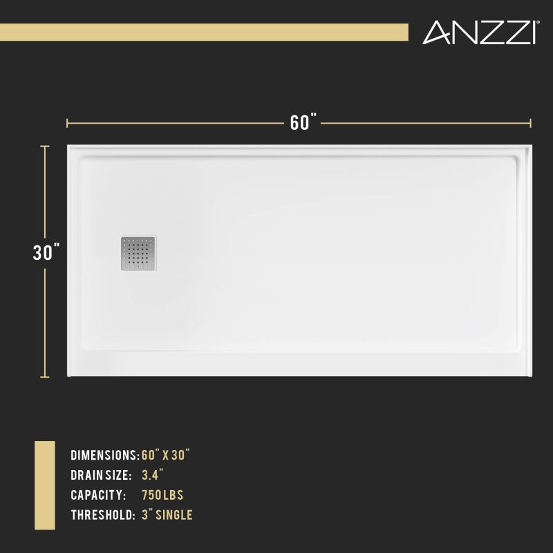SB-AZ101C - ANZZI Alexander Base Series 60 in. L x 30 in. W Alcove