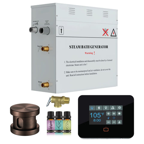 BLD450OB - SteamSpa Builders Series 4.5kW Steam Bath Generator with Quickstart Continuous Steam, Black Digital Touch Pad, Built-in Auto-drain, and Aroma Steamhead in Oil Rubbed Bronze