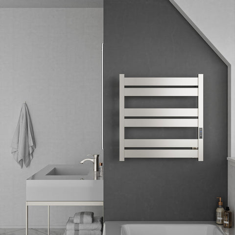 TW-AZ025BN - ANZZI Starling Series 6-Bar Wall Mounted Electric Plug-In Bathroom Towel Warmer Rack in Brushed Nickel Finish Stainless Steel