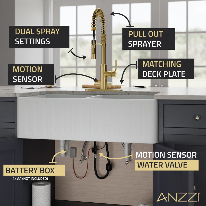 KF-AZ303MB - ANZZI Ola Hands Free Touchless 1-Handle Pull-Down