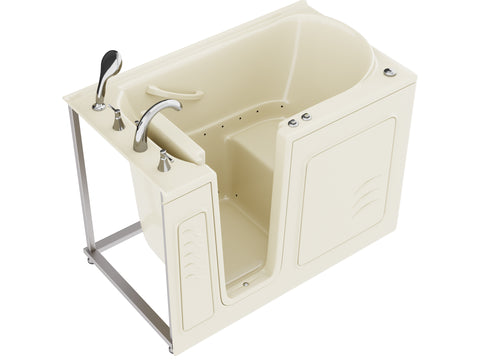 Coupe Series 30 in. x 53 in. Left Drain Quick Fill Walk-In Air Tub in Biscuit