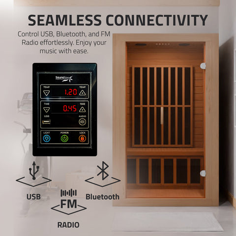 Viti 2- Person Indoor Hemlock Wooden Carbon FAR Infrared Home Sauna Room with LED Touch Control Panel and Heater