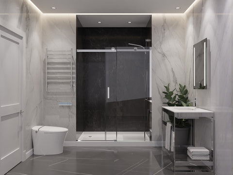 ANZZI Rhodes Series 60 in. x 76 in. Frameless Sliding Shower Door with Handle