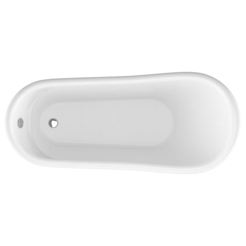 ANZZI 67.32” Diamante Slipper-Style Acrylic Claw Foot Tub in White