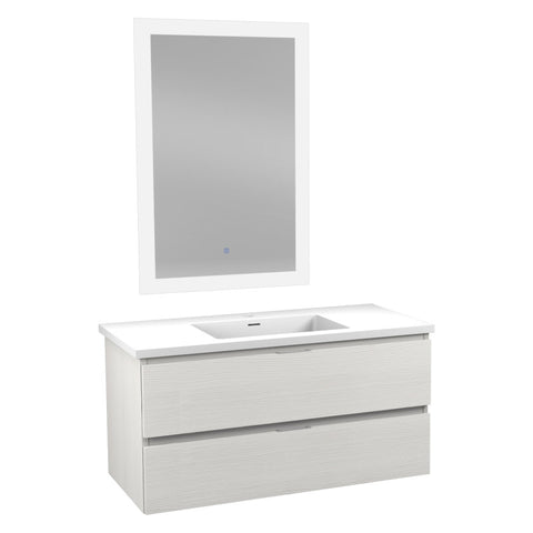 VT-MR3CT39-WH - ANZZI 39 in W x 20 in H x 18 in D Bath Vanity in Rich White with Cultured Marble Vanity Top in White with White Basin & Mirror