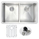 ANZZI VANGUARD Undermount 32 in. Double Bowl Kitchen Sink with Soave Faucet in Brushed Nickel