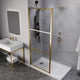 ANZZI Series 34 in. x 78 in. Fixed Frameless Shower Door in Brushed Gold with Tsunami Guard Tempered Clear Glass