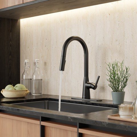 Modern Touchless Matte Black Pull-Down Kitchen Faucet