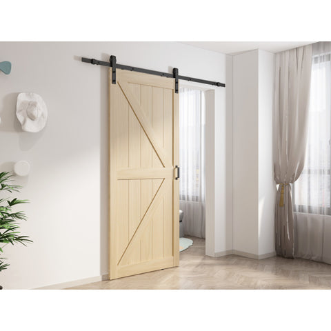 ID-AZBD01 - ANZZI ANZZI Barn Door Kit - 36x84" K Sliding Single Barn Door with Barn Doors and Hardware Included- Solid Core MDF + PVC Single Sliding Barn Door - Natural Color