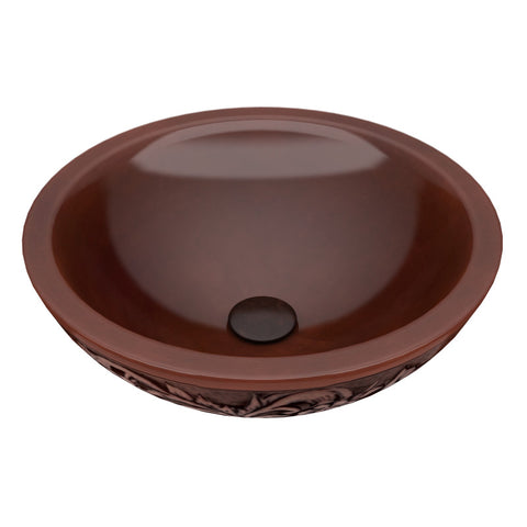 ANZZI Anchor 16 in. Handmade Vessel Sink in Polished Antique Copper with Floral Design Exterior
