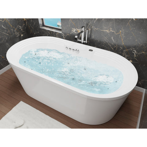 FT-AZ201 - ANZZI Sofi 5.6 ft. Center Drain Whirlpool and Air Bath Tub in White