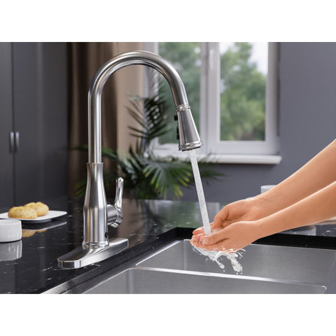 KF-AZ301SS - ANZZI Sifo Hands Free Touchless 1-Handle Pull-Down Sprayer Kitchen Faucet with Motion Sense and Fan Sprayer in Stainless Steel