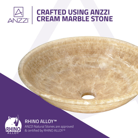 ANZZI Flavescent Crown Natural Stone Vessel Sink in Cream Jade
