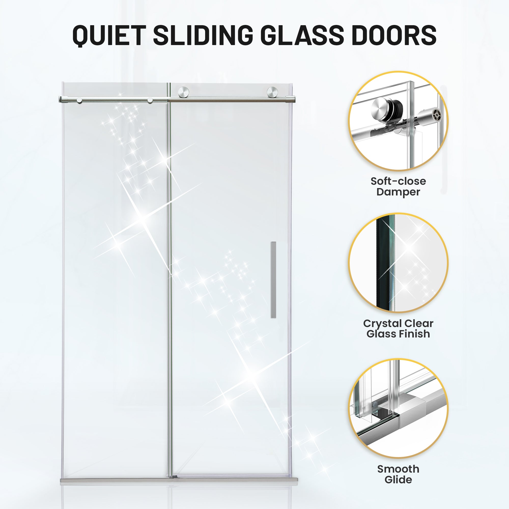 SD-AZ20-01BN - ANZZI Mountain 48 in Reversible Frameless Sliding