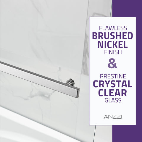 60 in. L x 30 in. W x 79 in. H Right Drain White Rectangular Tub with Frameless Tub Door in Brushed Nickel Finish