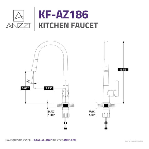 KF-AZ186CH - Orbital Single Handle Pull-Down Sprayer Kitchen Faucet in Polished Chrome