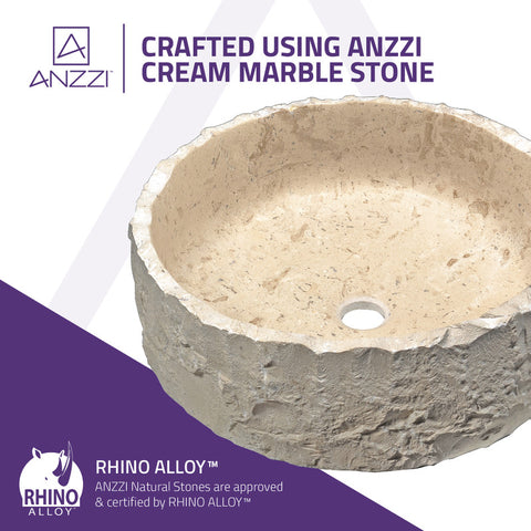 ANZZI Desert Crown Vessel Sink in Classic Cream Marble
