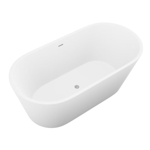 ANZZI Kosima 5.6 ft. Solid Surface Center Drain Freestanding Bathtub in Matte White