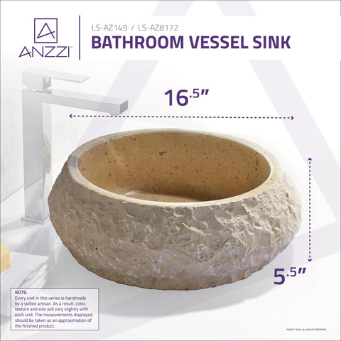 ANZZI Desert Ash Vessel Sink in Classic Cream Marble