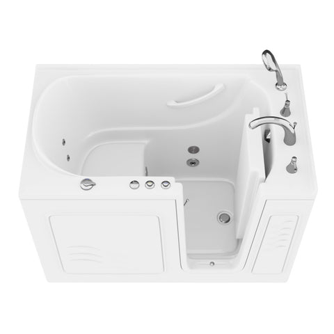 ANZZI 30 in. x 53 in. Right Drain Quick Fill Walk-In Whirlpool Tub with Powered Fast Drain in White