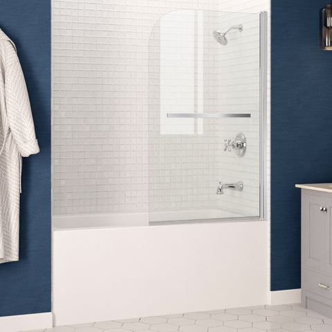 ANZZI 60 in. L x 32 in. W x 79 in. H Right Drain White Rectangular Tub with Frameless Tub Door in Polished Chrome Finish