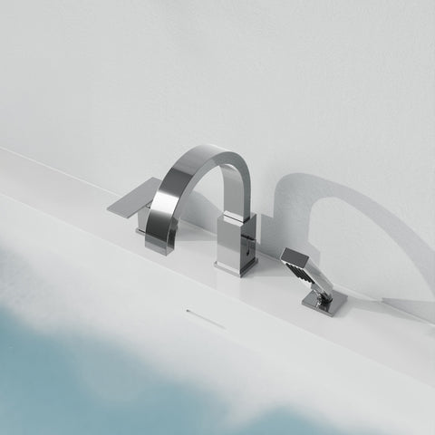 Nite Series Single-Handle Deck-Mount Roman Tub Faucet with Handheld Sprayer in Polished Chrome
