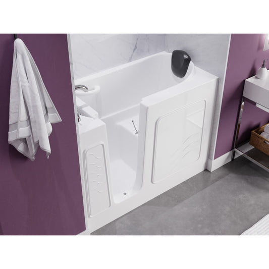 AMZ2653LWS-CP - ANZZI 53 - 60 in. x 26 in. Left Drain Soaking Walk-in Tub in White