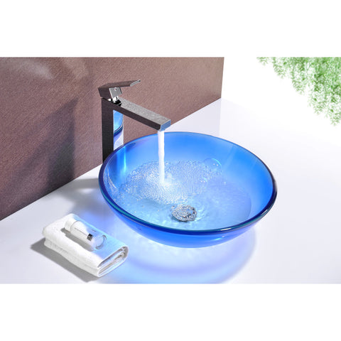 LS-AZ8186 - ANZZI Tara Series Deco-Glass Vessel Sink in Caribbean Shore