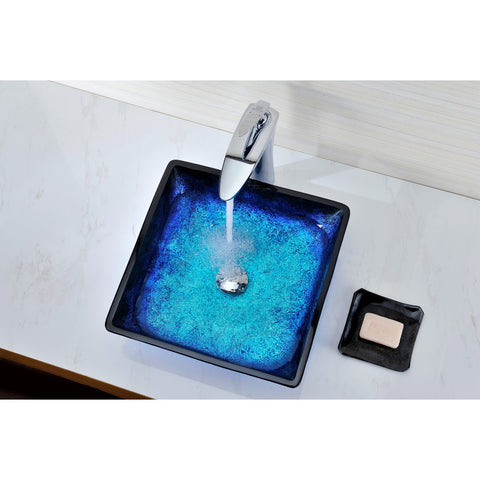 LS-AZ056 - ANZZI Viace Series Deco-Glass Vessel Sink in Blazing Blue