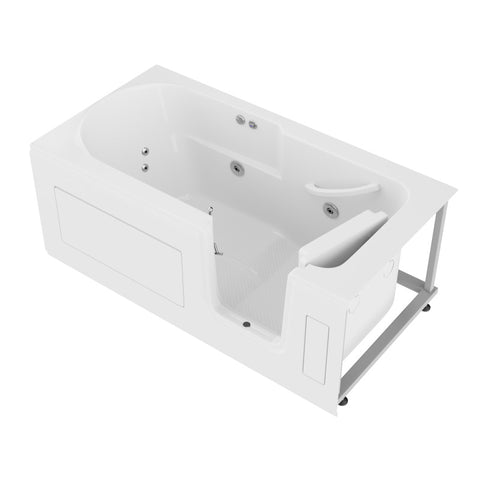 AMZ3060SIRWH - ANZZI 30 in. x 60 in. Right Drain Step-In Walk-In Whirlpool Tub with Low Entry Threshold in White